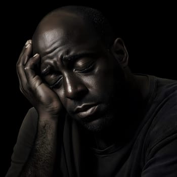 Sad Black Man Emotioanl Man Portrait