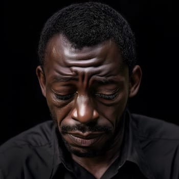 Sad Black Man Emotioanl Man Portrait