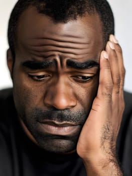 Sad Black Man Emotioanl Man Portrait