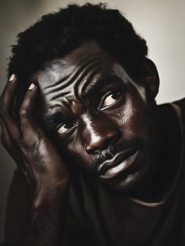 Sad Black Man Emotioanl Man Portrait