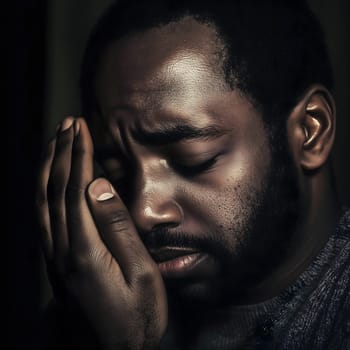 Sad Black Man Emotioanl Man Portrait