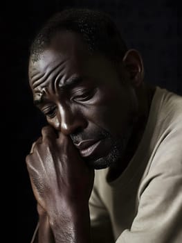 Sad Black Man Emotioanl Man Portrait