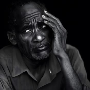 Sad Black Man Emotioanl Man Portrait