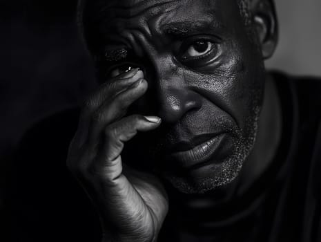 Sad Black Man Emotioanl Man Portrait