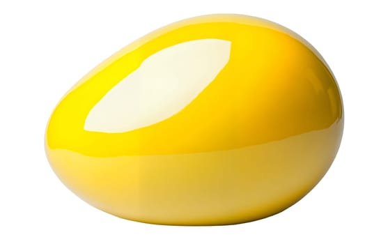 A smooth, glossy yellow stone displayed against a white background, highlighting its vibrant color and polished surface. Isolated on white background.