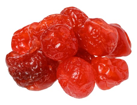 Berries of red ripe dried cherries on isolated background