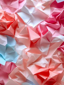Soft pastel-colored crumpled paper creating a textured and artistic pattern.