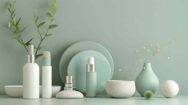 Minimalist composition of organic beauty products