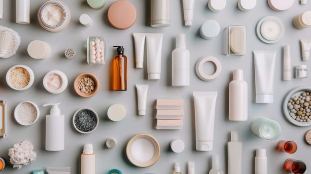 Patterned display of self-care products in a concentric wave layout pattern for movement