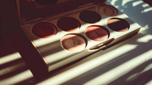 Serene silhouette of a makeup palette casting soft shadows.
