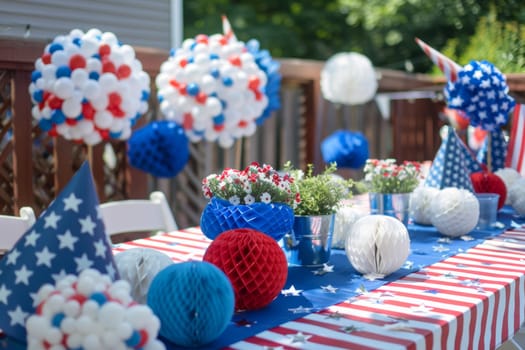 Patriotic decorations for a festive Patriot Day event.
