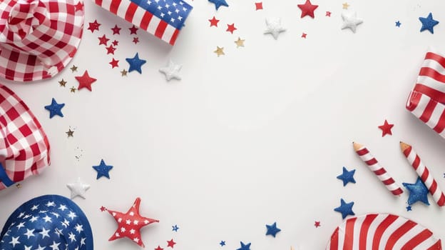 White backdrop with patriotic elements for Patriot Day and space for text.