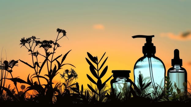 Silhouetted portrayal of natural self-care items