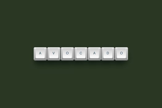 Avocado text on a 3d keyboard button with shadow, 3d Illustration