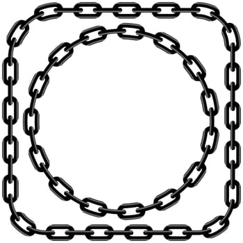 Vector chain circle. Black chain frame isolated on white background.