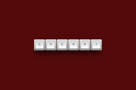 Cherry text on a 3d keyboard button with shadow, 3d Illustration