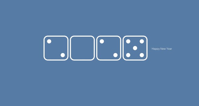 2025 New year concept from dice objects. 2d illustration