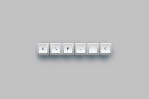 Garlic text on a 3d keyboard button with shadow, 3d Illustration