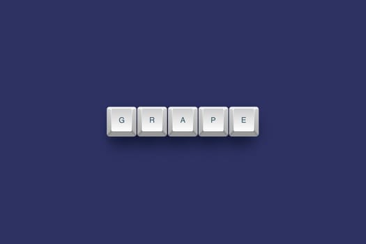 Grape text on a 3d keyboard button with shadow, 3d Illustration