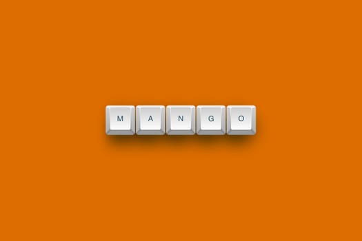 Mango text on a 3d keyboard button with shadow, 3d Illustration