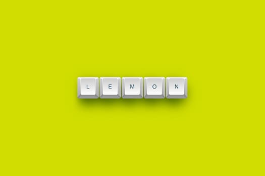 Lemon text on a 3d keyboard button with shadow, 3d Illustration