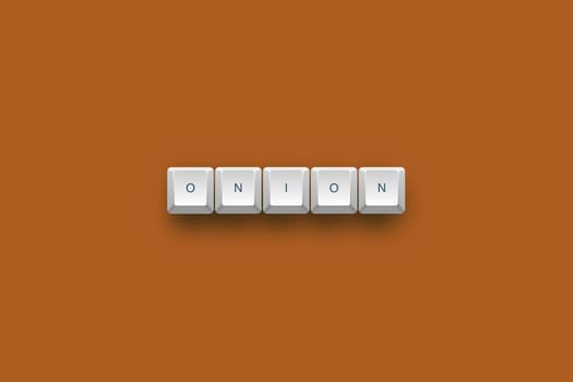 Onion text on a 3d keyboard button with shadow, 3d Illustration