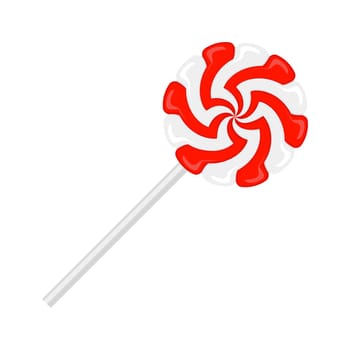 Vector Christmas candy icon. Lollipop sugar caramel. Cartoon dessert isolated on white background.