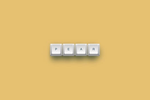 Pear text on a 3d keyboard button with shadow, 3d Illustration