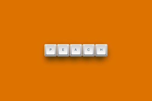 Peach text on a 3d keyboard button with shadow, 3d Illustration