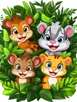 Illustration for children, savannah animals. AI generative.
