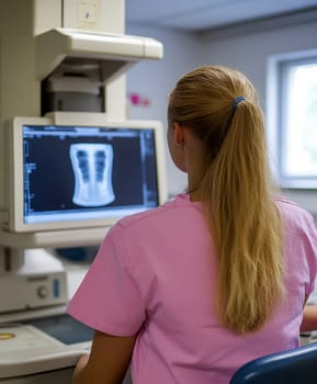 Radiographer at work. AI generative.