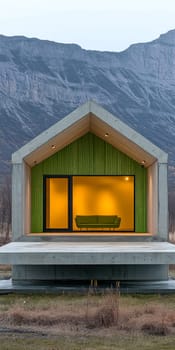 modern gabled house and landscape of the far north. AI generative.