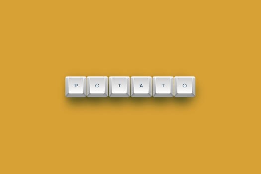 Potato text on a 3d keyboard button with shadow, 3d Illustration