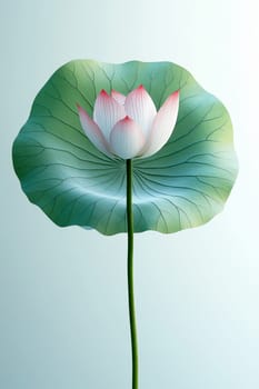 Lotus leaf, water reflection, perspective aesthetics, soft gradient colors, red and yellow, minimalist image from ancient China. AI generative.