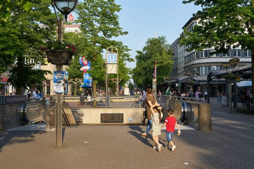 Access to the U-Bahn, subway at König Heinrich Platz in the city center of Duisburg in Germany