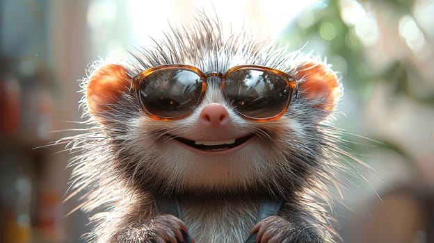 This playful image showcases a smiling, anthropomorphized porcupine wearing stylish sunglasses, radiating confidence and charm on a clean white background. With a cheerful expression and spiky character, it brings a touch of fun and personality.
