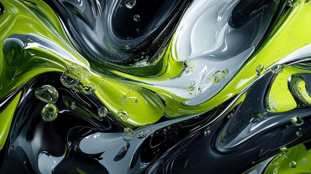 A visually striking abstract composition featuring a blend of green and black tones in a cubistic style. The image showcases intricate geometric shapes and sharp angles, rendered in hyper-detail and high resolution. The use of high contrast and 3D rendering techniques adds depth and complexity to the artwork, making it a captivating and dynamic visual experience.