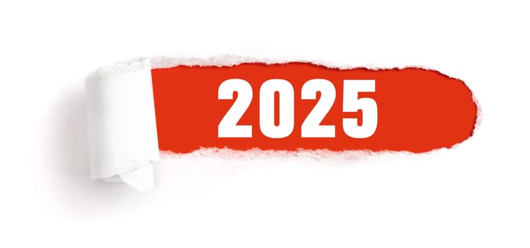 Hole in white paper with torns edges - 2025