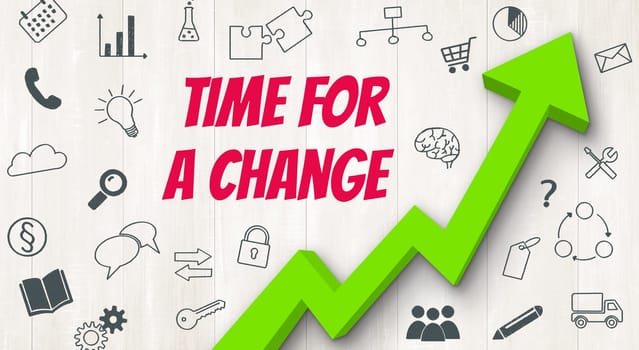 Ascending arrow with icons - Time for a change