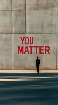 Sign with motivational message You Matter on color background, AI generated