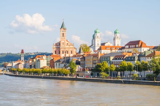 Passau, Germany- September 19 2024: View over the old city of Passau over the Danube river, Bavaria, Germany