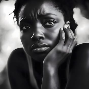 Sad Depressed Black Woman Emotional Sadness