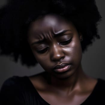 Sad Depressed Black Woman Emotional Sadness