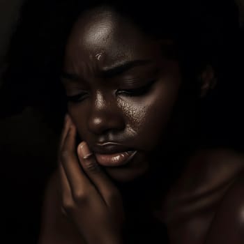 Sad Depressed Black Woman Emotional Sadness