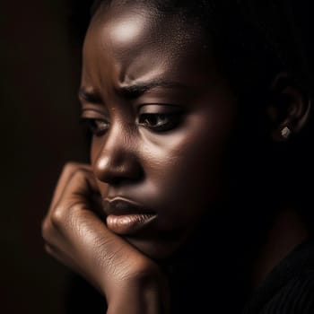 Sad Depressed Black Woman Emotional Sadness
