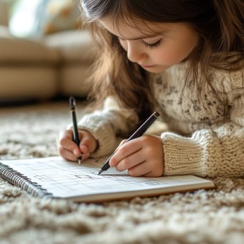 Children painting drawings. AI generative.