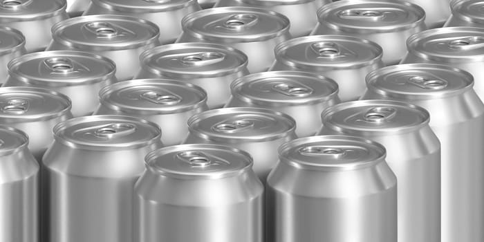 Lots aluminum soda or beer cans as background
