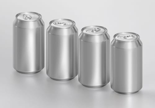 Drink cans with abstract product background