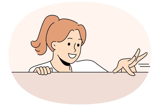 Clean woman checks presence of dust on surface after completing general cleaning in apartment. Housekeeping manager girl runs finger on tabletop, controlling work of maids cleaning hotel room