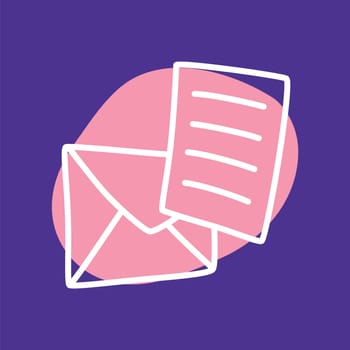 Doodle Open envelope with letter icon or logo, hand drawn with thin black line. Isolated on white background. Vector illustration